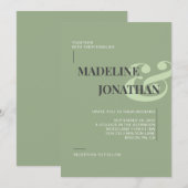 Invitation Romantique Élégant Mariage vert Sage (Devant / Derrière)