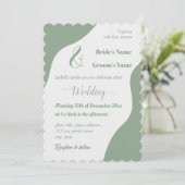 Invitation Romantique élégant mariage vert sauge (Debout devant)