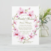 Invitation Romantique Elegant Orchidées rose Fête des mariées (Debout devant)