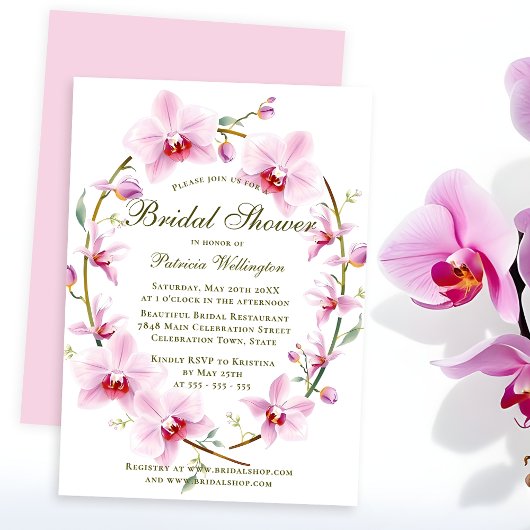 Invitation Romantique Elegant Orchidées rose Fête des mariées