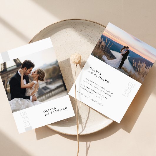 Invitation Romantique Élégant Script photo mariage invite