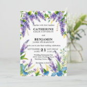 Invitation Romantique Elegant violet et bleu Mariage Wisteria (Debout devant)