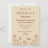 Invitation Romantique élégante terre cuite fleurie douche nup (Devant)