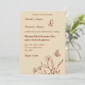 Invitation Romantique élégante terre cuite florale (Debout devant)