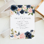 Invitation Romantique et douce Marine Blush Floral Sweet 16<br><div class="desc">Cette invitation sucré 16, neutre par rapport au genre, présente d'élégantes flancs rose et bleu marine d'aquarelle avec une combinaison de polices simple et intemporelle. C'est l'invitation parfait pour préparer le terrain pour un rassemblement délicieux et peut être modifié pour convenir à tout événement que vous avez en tête. Gardez...</div>