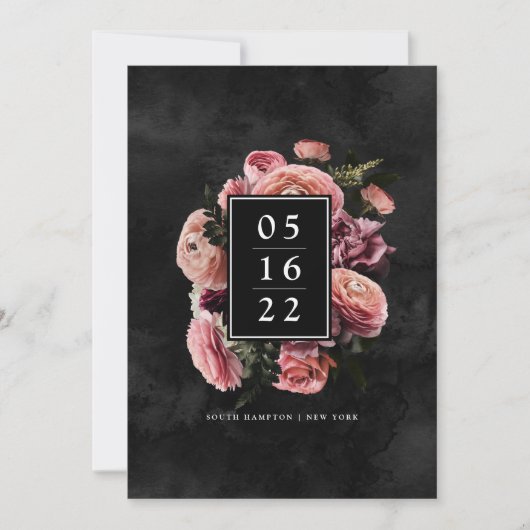 Invitation Romantique et rose Moody | Floral Enregistrer la d (Devant)
