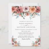 Invitation Romantique Ethérée Blush Peach Floral Mariage (Devant)