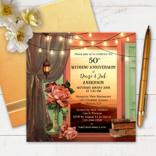 Invitation Romantique Fantaisiste Mariage Anniversaire de Mar