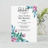 Invitation Romantique Feminine Floral 40e Anniversaire surpri (Debout devant)