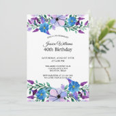 Invitation Romantique Feminine mixte floral 40e anniversaire (Debout devant)