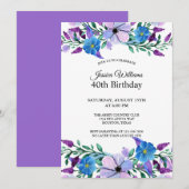 Invitation Romantique Feminine mixte floral 40e anniversaire (Devant / Derrière)