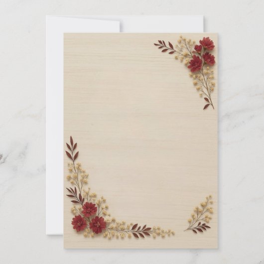 Invitation Romantique Fleurs Beige Faire-Part de M (Dos)