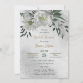 Invitation romantique fleurs blanches botanique douche nuptia (Devant)