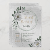 Invitation romantique fleurs blanches botanique douche nuptia (Devant / Derrière)