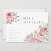 Invitation Romantique Fleurs de chalet Blush Blue Sage Invita (Devant)