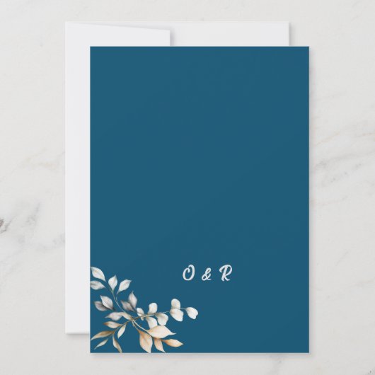 Invitation Romantique fleurs florales blanches et bleues douc (Dos)