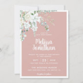 Invitation Romantique fleurs florales blanches rose classique (Devant)