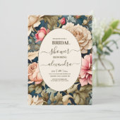 Invitation Romantique Fleurs rose doux nuptiale (Debout devant)