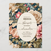 Invitation Romantique Fleurs rose doux nuptiale (Devant / Derrière)