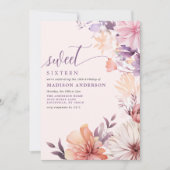 Invitation Romantique Fleurs sauvages violettes et roses pour (Devant)