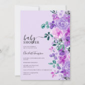 Invitation Romantique fleurs violet lavande baby shower (Devant)