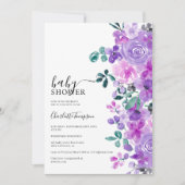 Invitation Romantique fleurs violet lavande baby shower (Devant)