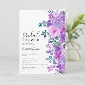 Invitation Romantique fleurs violet lavande douche nuptiale (Debout devant)