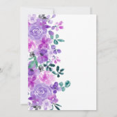 Invitation Romantique fleurs violet lavande douche nuptiale (Dos)