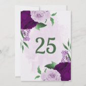 Invitation Romantique fleurs violet verdure tableau numéro ca (Dos)