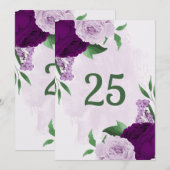 Invitation Romantique fleurs violet verdure tableau numéro ca (Devant / Derrière)