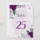 Invitation Romantique fleurs violet verdure tableau numéro ca (Dos)