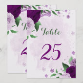 Invitation Romantique fleurs violet verdure tableau numéro ca (Devant / Derrière)