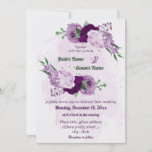 Invitation Romantique fleurs violet vert mariage (Devant)
