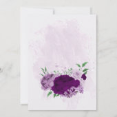 Invitation Romantique fleurs violet vert mariage (Dos)