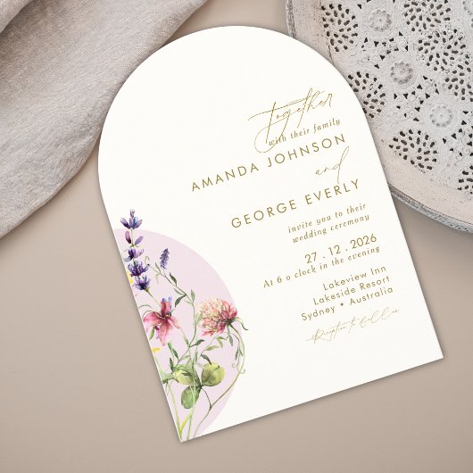 Invitation Romantique Floral Arché Printemps Mariage de autom