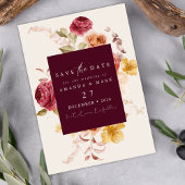 Invitation Romantique Floral Bourgogne Profond Enregistrez la