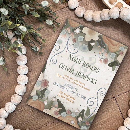 Invitation Romantique Floral Élégant Mariage d'Inspirété mode