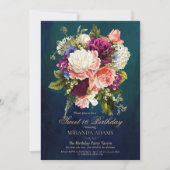 Invitation Romantique Floral Emerald Green Gold 16 Anniversai (Devant)