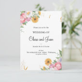 Invitation Romantique floral, fleur botanique rose (Debout devant)
