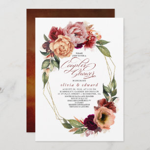 Invitation Romantique Floral Fleurs d'automne de terre Couple