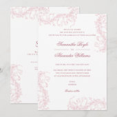 Invitation Romantique Floral Français Rococo Dusty Mariage Ro (Devant / Derrière)