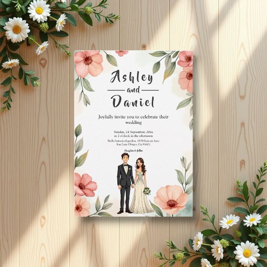 Invitation Romantique Floral Garden Bride et Mariage de chamb