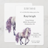 Invitation Romantique Floral Lavande Cheval Blanc Anniversair (Devant / Derrière)