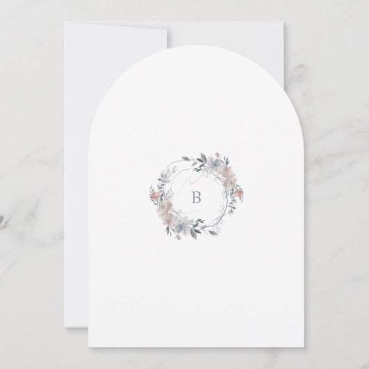 Invitation Romantique Floral Monogramme Mariage d'arc de cour (Dos)