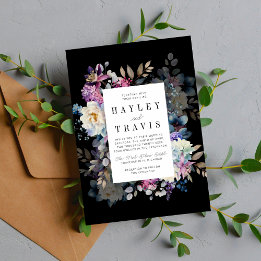 Invitation Romantique Floral Moody Dark Flowers Mariage