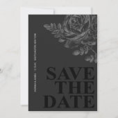 Invitation Romantique Floral noir blanc Enregistrer la date (Devant)