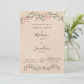 Invitation Romantique Floral Script main tiré jolie Mariage (Debout devant)