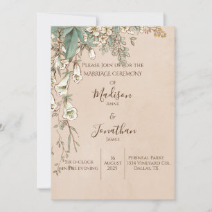 Invitation Romantique Floral Script main tiré jolie Mariage