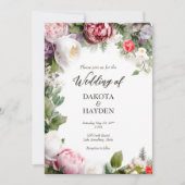 Invitation Romantique floral traditionnel, mariage de script  (Devant)