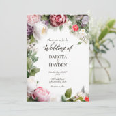 Invitation Romantique floral traditionnel, mariage de script  (Debout devant)